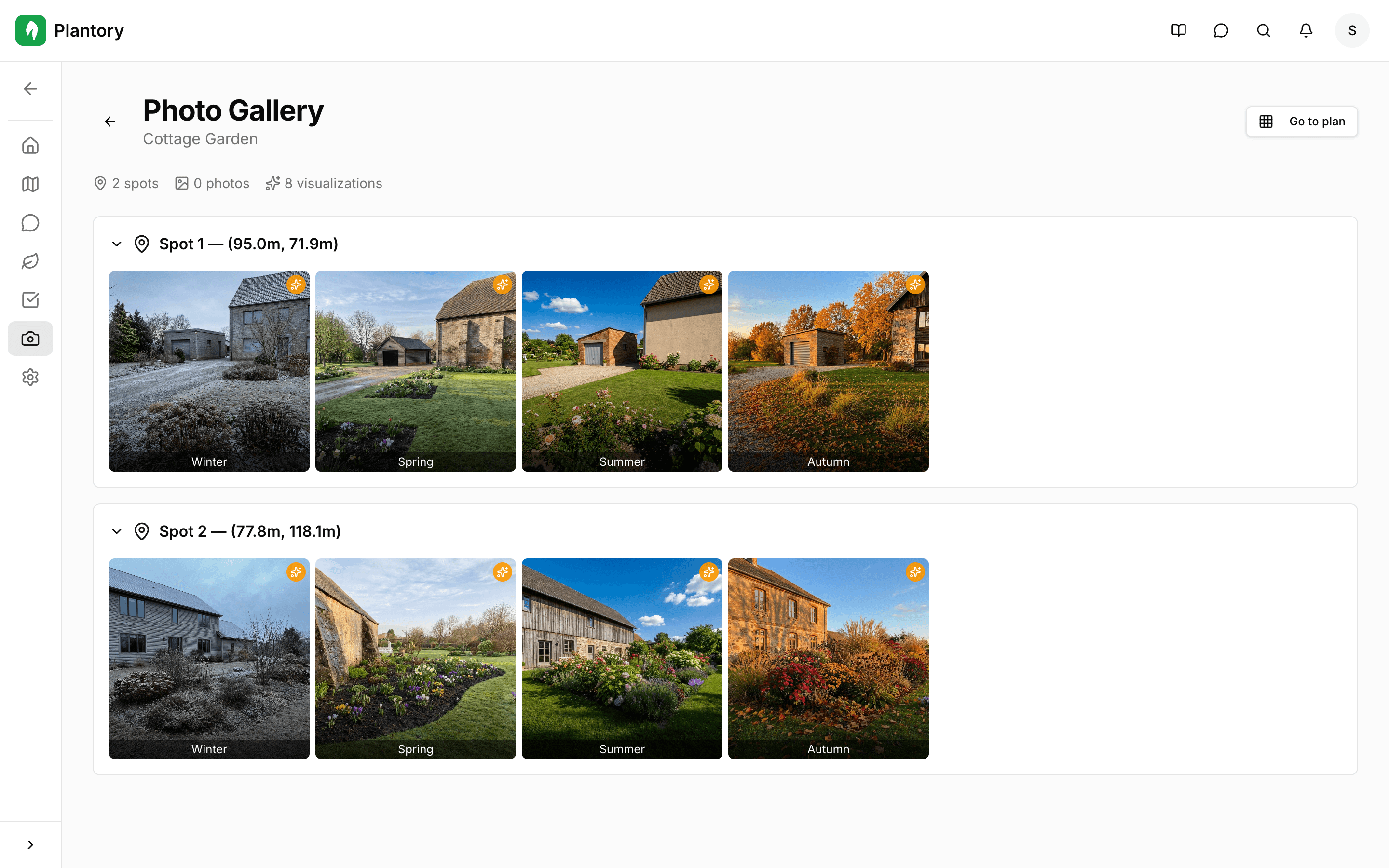Photo gallery page with markers grouped by location